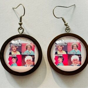 Golden Girls Stay Golden Chunky Wood Earrings, 25mm